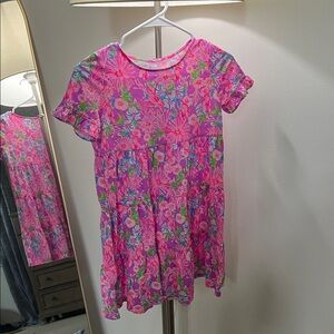 Lilly Pulitzer girls Floral Pink and Purple Dress large 8-10